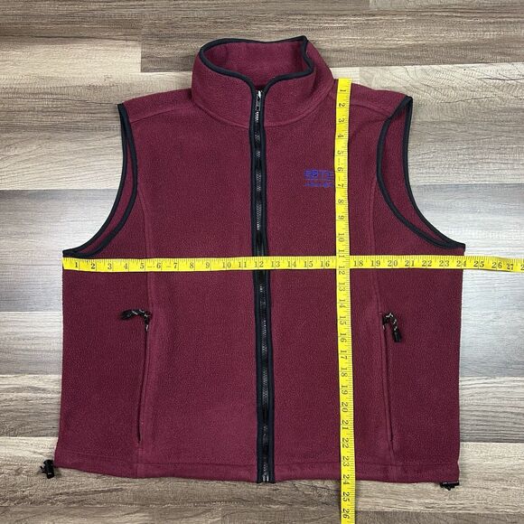 VTG Eddie Bauer Vest Men Medium Red Fleece High Neck Full Zip Sleeveless Pockets - Picture 4 of 10